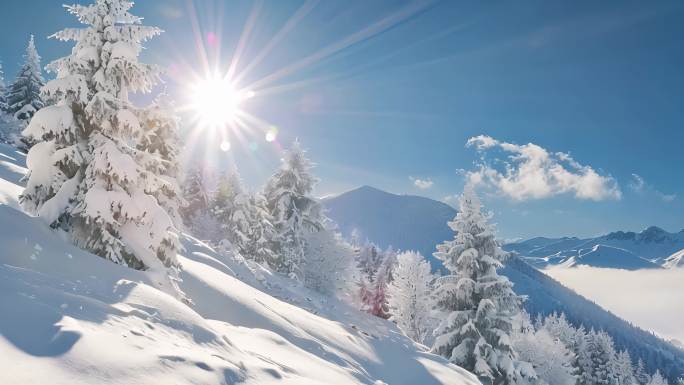 吉林雾凇冬天雪景雾凇寒冬寒冷冬季冰天雪地