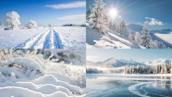 吉林雾凇冬天雪景雾凇寒冬寒冷冬季冰天雪地