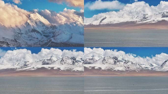 西藏日喀则卓木拉日雪山壮观风景航拍