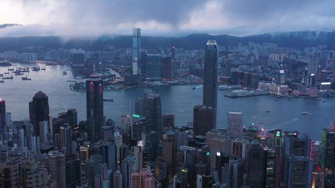 香港维多利亚 太平山 日夜景 航拍 4k