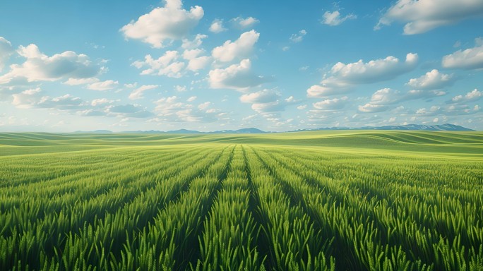 小满主题绿色麦田和华北平原黄河流域的麦田