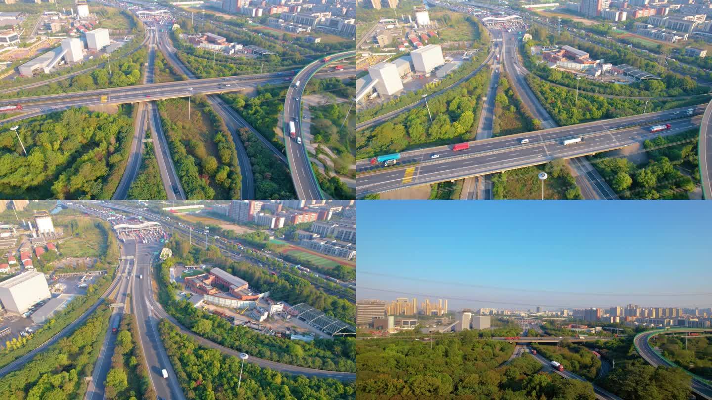 杭州钱塘新区下沙立交桥城市风景视频素材