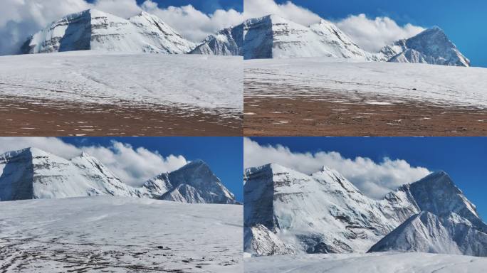 西藏日喀则卓木拉日雪山壮观风景航拍