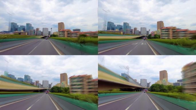 汽车在城市马路飙车狂奔开车第一视角视频素