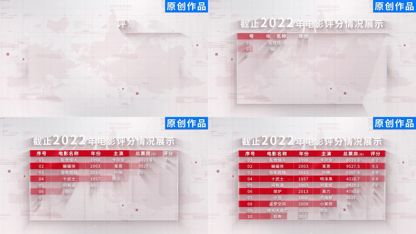【原创】红色数据科技表格AE模板包装