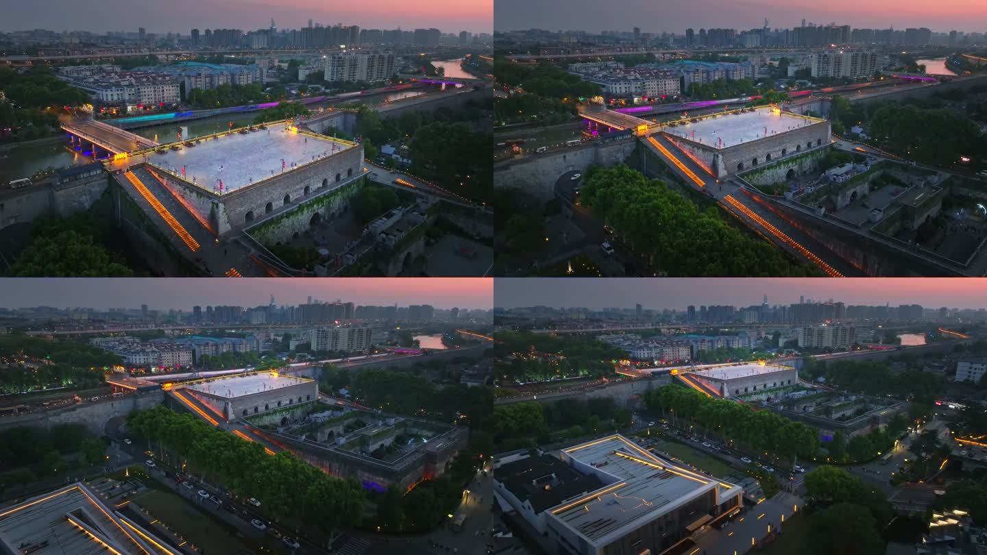 灯光下的南京中华门城堡和明城墙博物馆