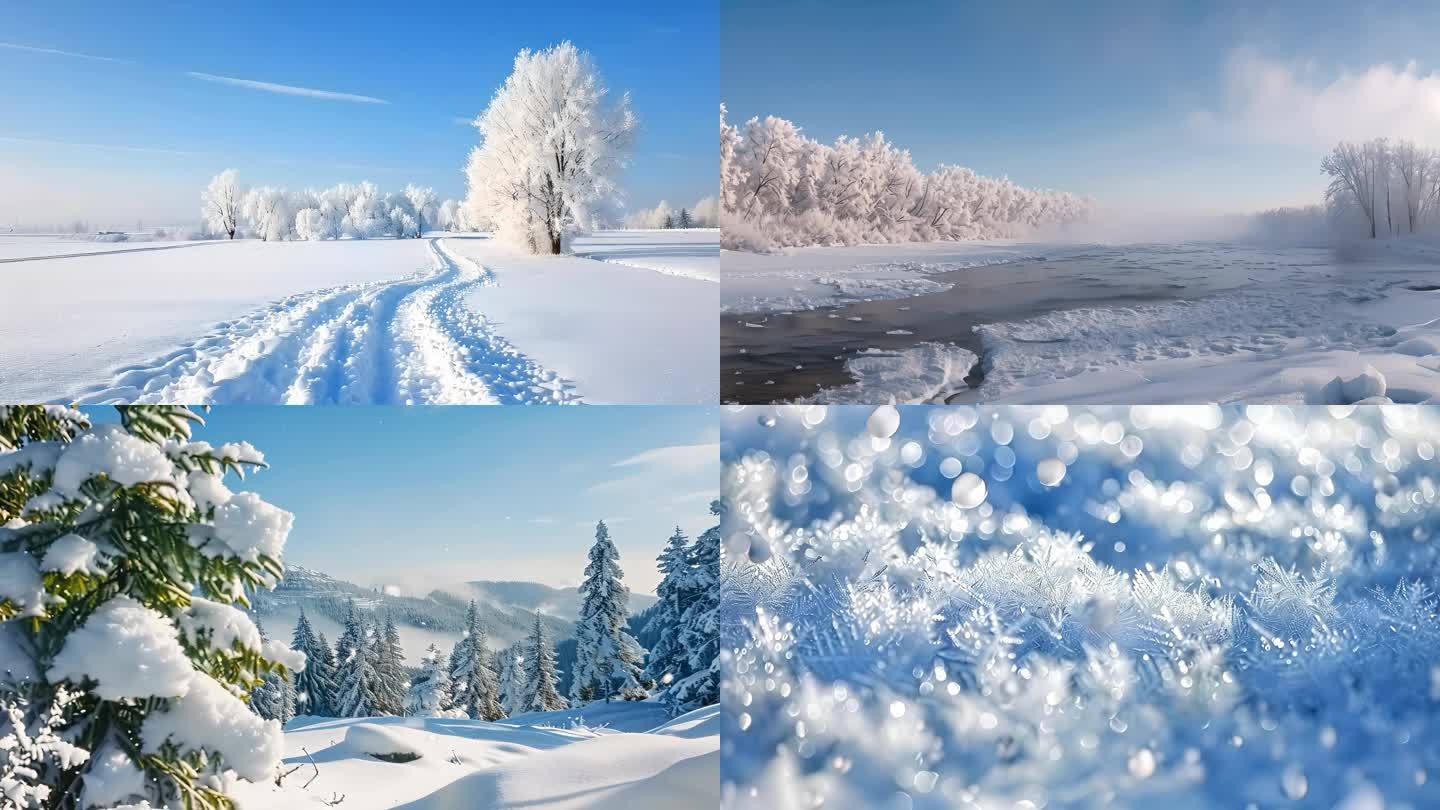 吉林雾凇冬天雪景雾凇寒冬寒冷冬季冰天雪地