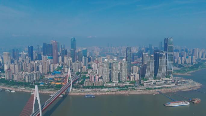 重庆城市天际线全景风光航拍