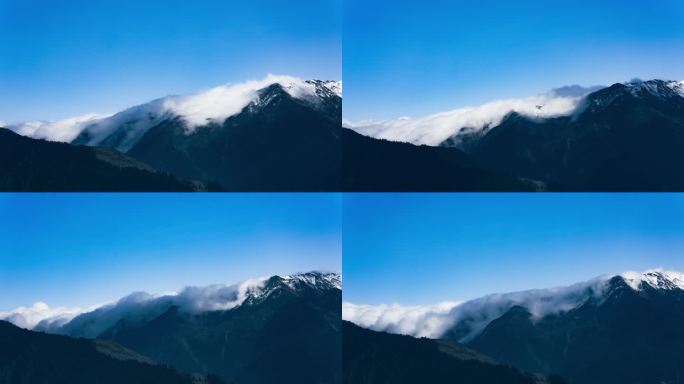 雪山顶上的云海流动,延时摄影