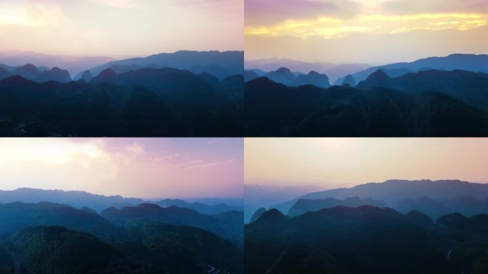 乌蒙高原晨光-夕阳-大山