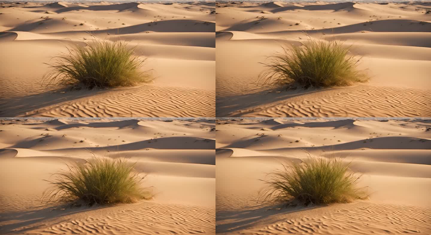 沙漠中的生长的野草