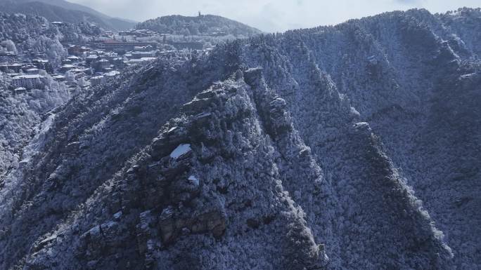 庐山观云亭雪景航拍