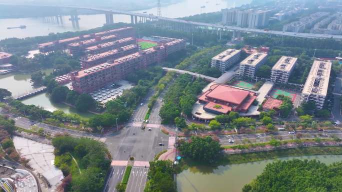 广州大学城航拍校园广州番禺区广东城市风景