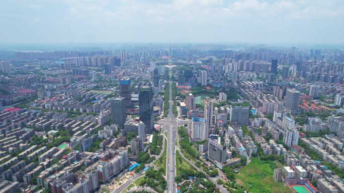 中国株洲城市中轴线建筑航拍