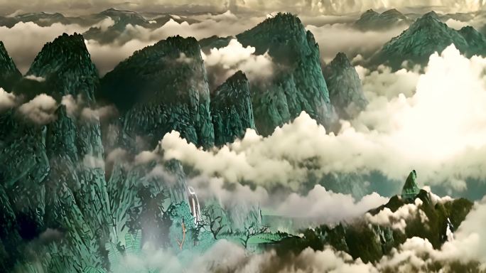 《上春山》中国山水青绿舞台背景视频