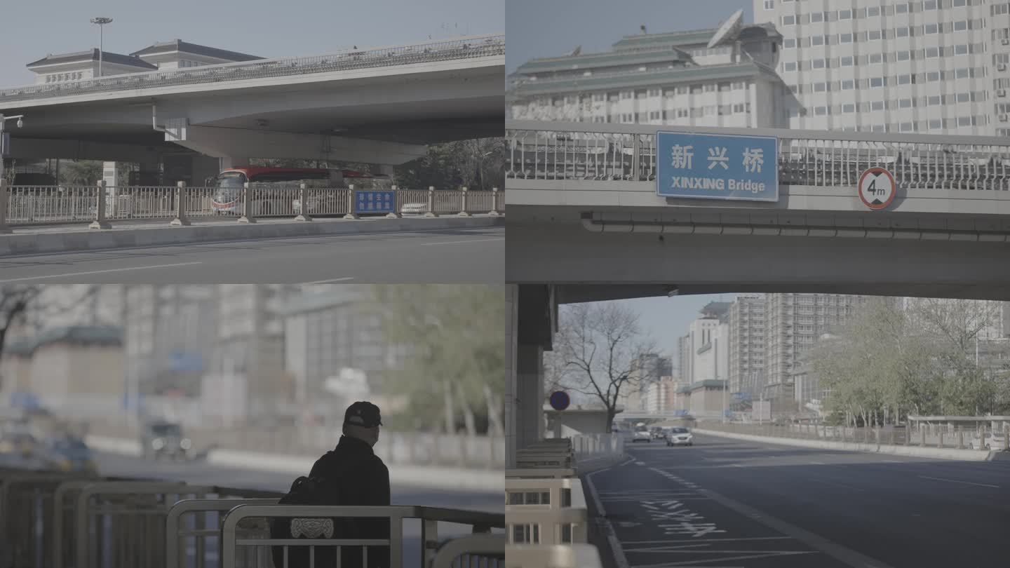 4K北京冬季长安街公主坟上的大一路公交车