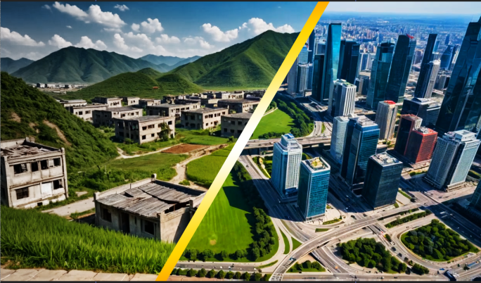 中国速度乡村振兴城市化进程发展延时摄影