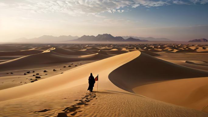 丝绸之路沙漠干旱大漠戈壁沙丘风景