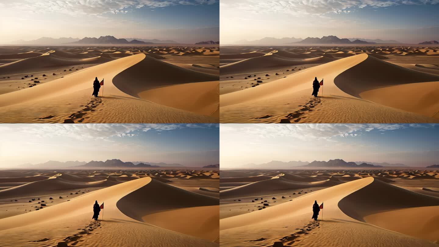 丝绸之路沙漠干旱大漠戈壁沙丘风景