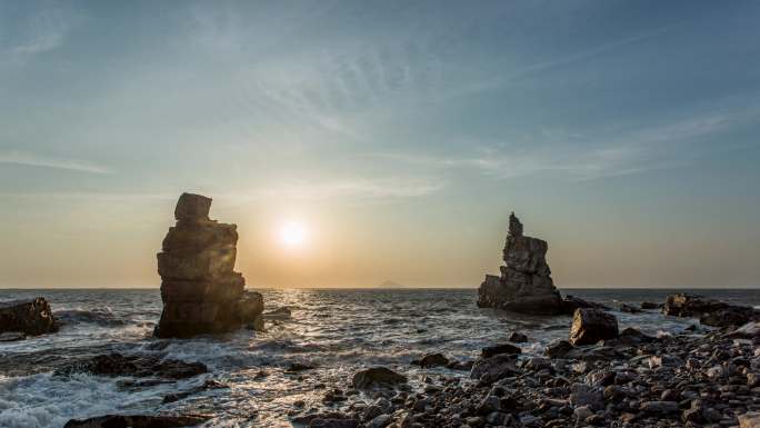 海浪日落