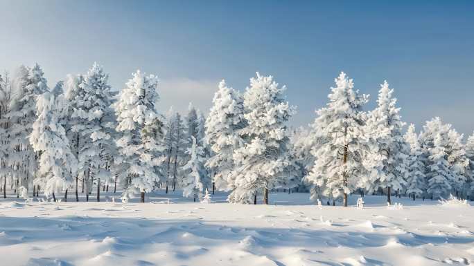 吉林雾凇冬天雪景雾凇寒冬寒冷冬季冰天雪地