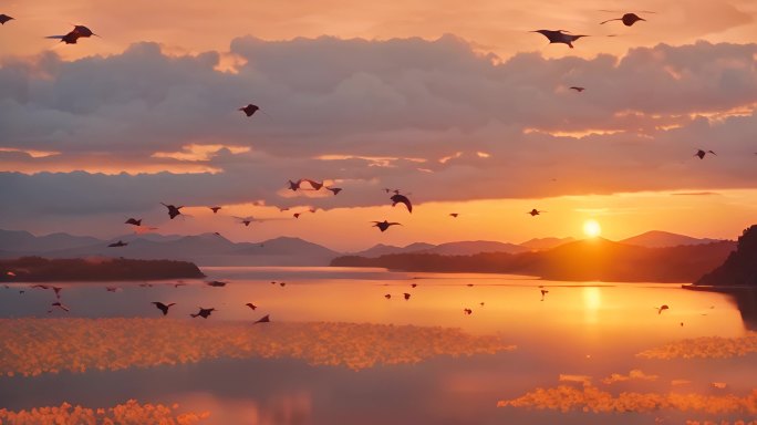 晚霞夕阳傍晚视频太阳