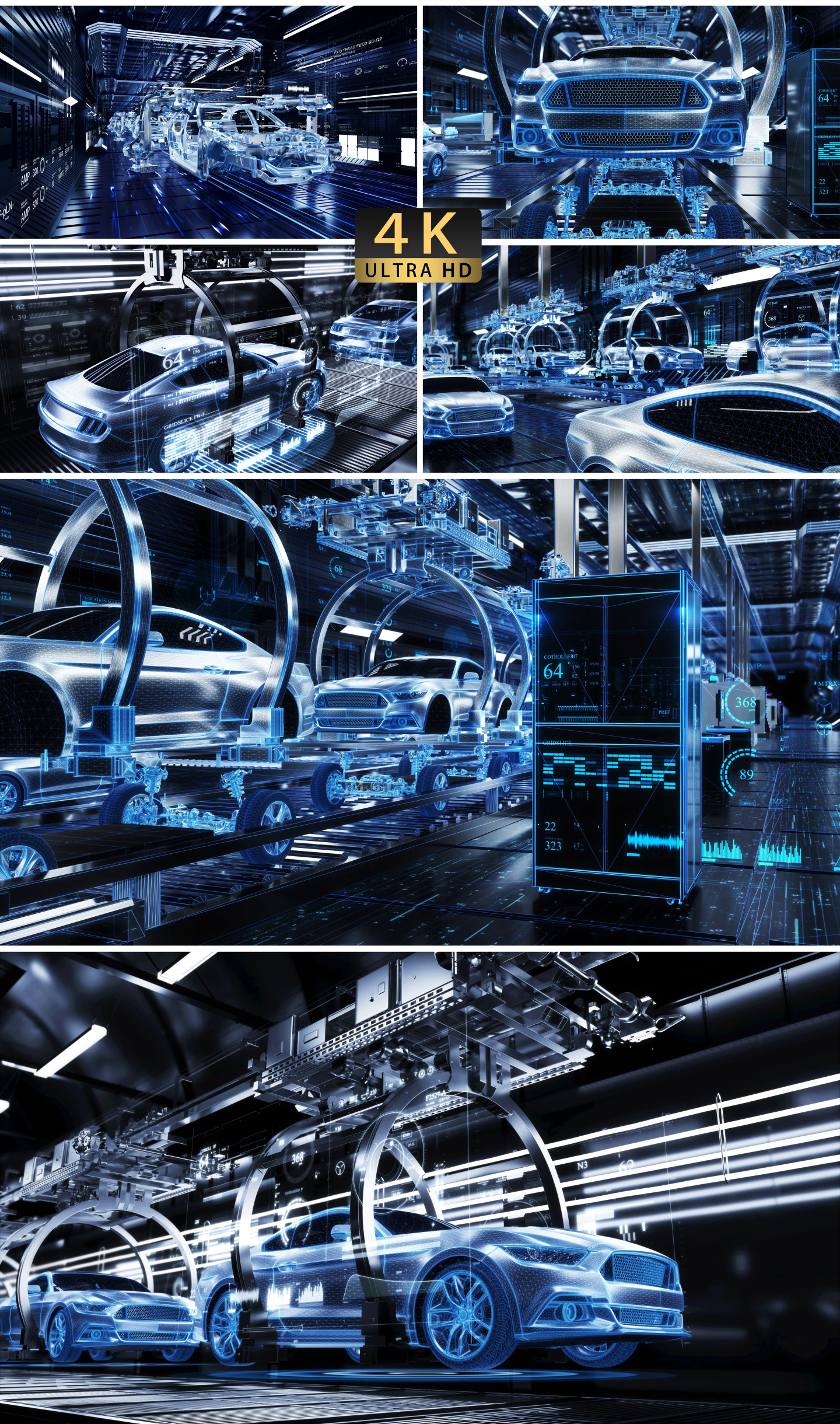 HUD科技感汽车生产线汽车工厂AE模板
