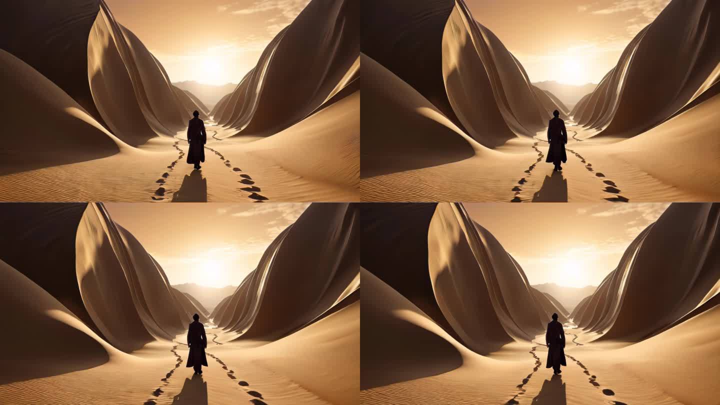 丝绸之路大漠西域大漠戈壁风景背景