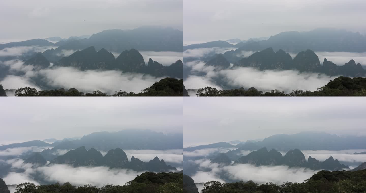 广西金秀平兰顶丹霞地貌云海景观4K视频