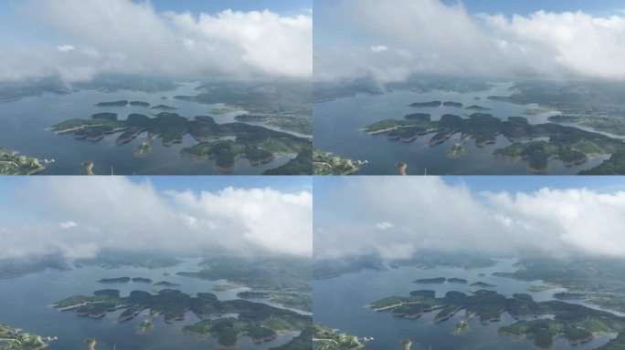 丹江口云层下的水库，农夫山泉和松涛山庄