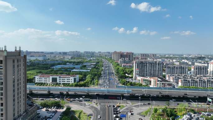 4K航拍昆山城市建筑风光大景