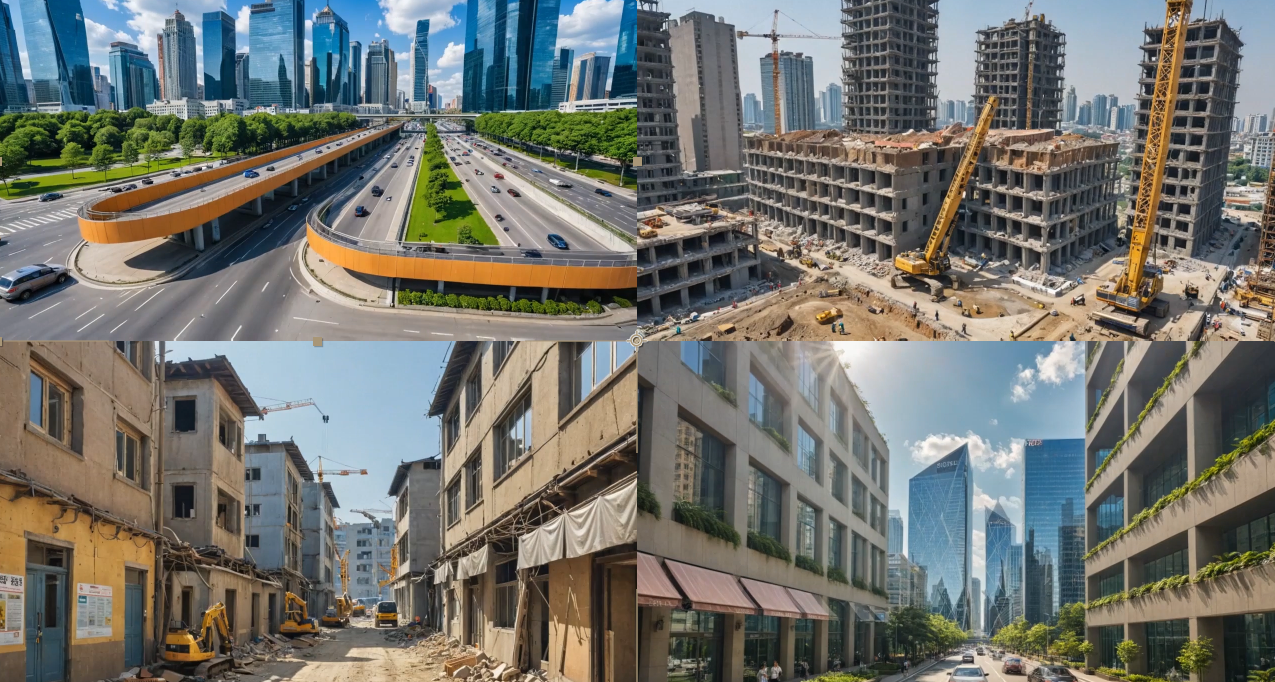中国速度城市建设建筑生长建造延时定格动画