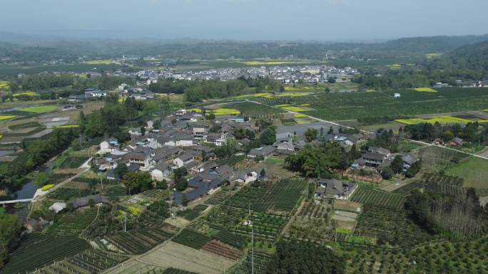 四川成都平原乡村田园民居航拍