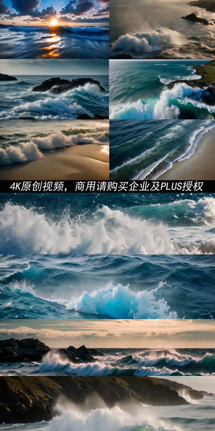 4K大海海浪浪花海浪海波浪海岸海洋