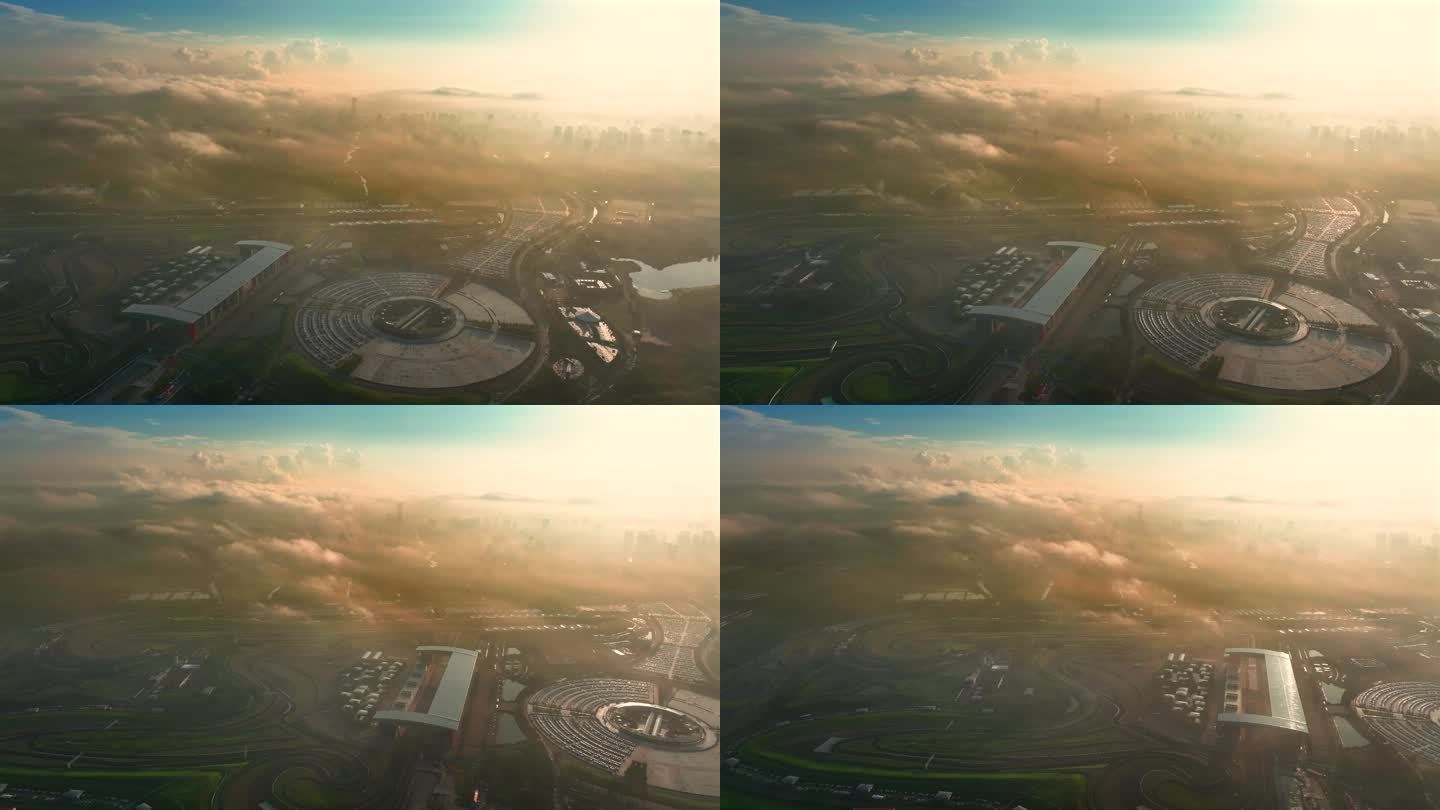 F1赛车场低空云