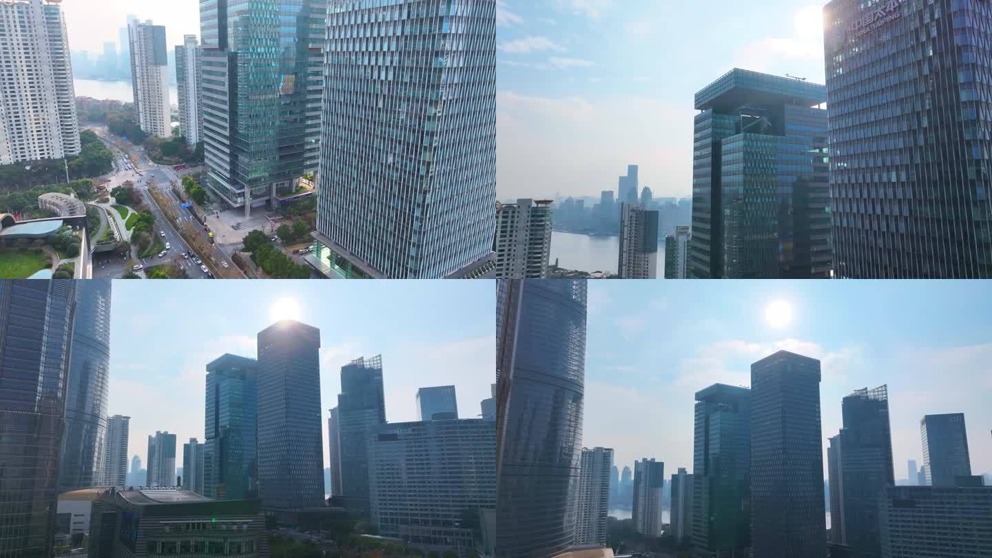 上海浦东新区航拍陆家嘴金砖大厦中国太平金