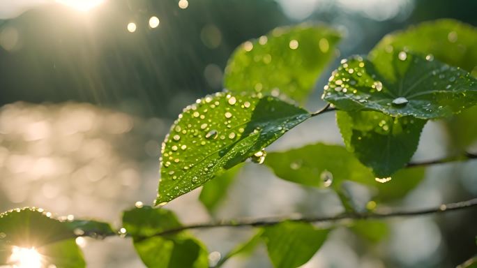 植物绿叶水滴