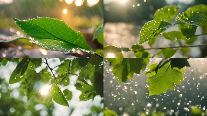 植物绿叶水滴