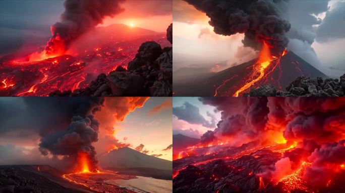 末日活火山爆发喷发岩浆自然灾害ai素材原