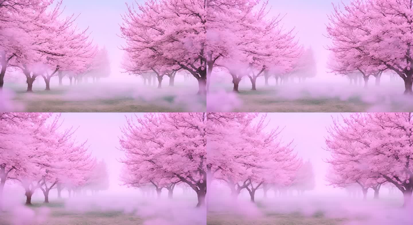 粉色盛开鲜花桃花林