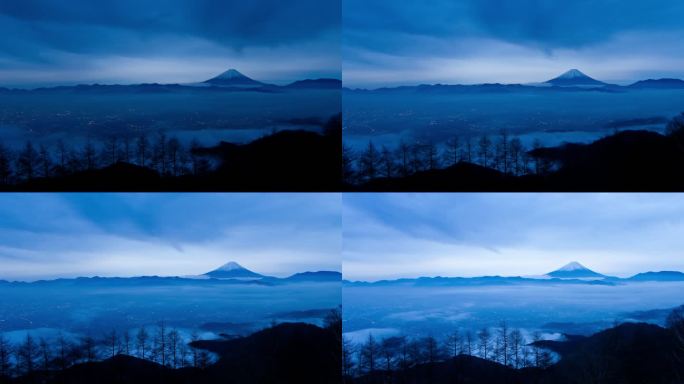 日本的富士山和云海