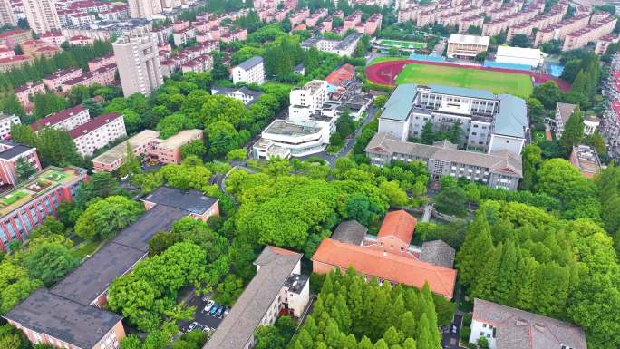 上海市华东理工大学徐汇校区航拍校园风景风