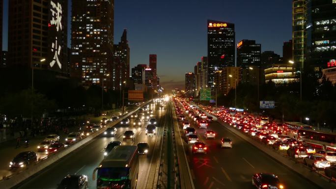 中国北京建国路夜景