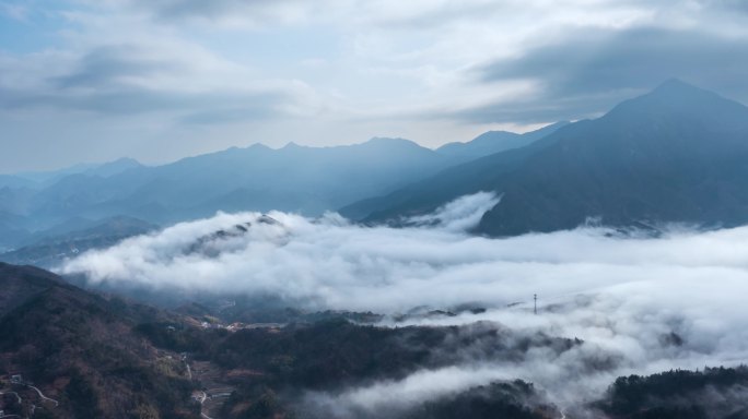 4K农村山区云海航拍延时