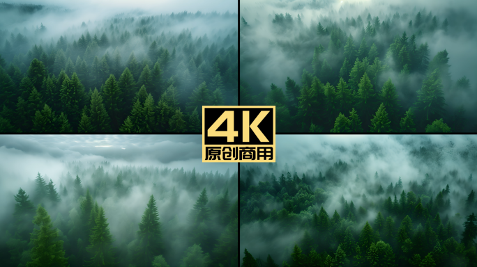 4K航拍云雾森林意境画面
