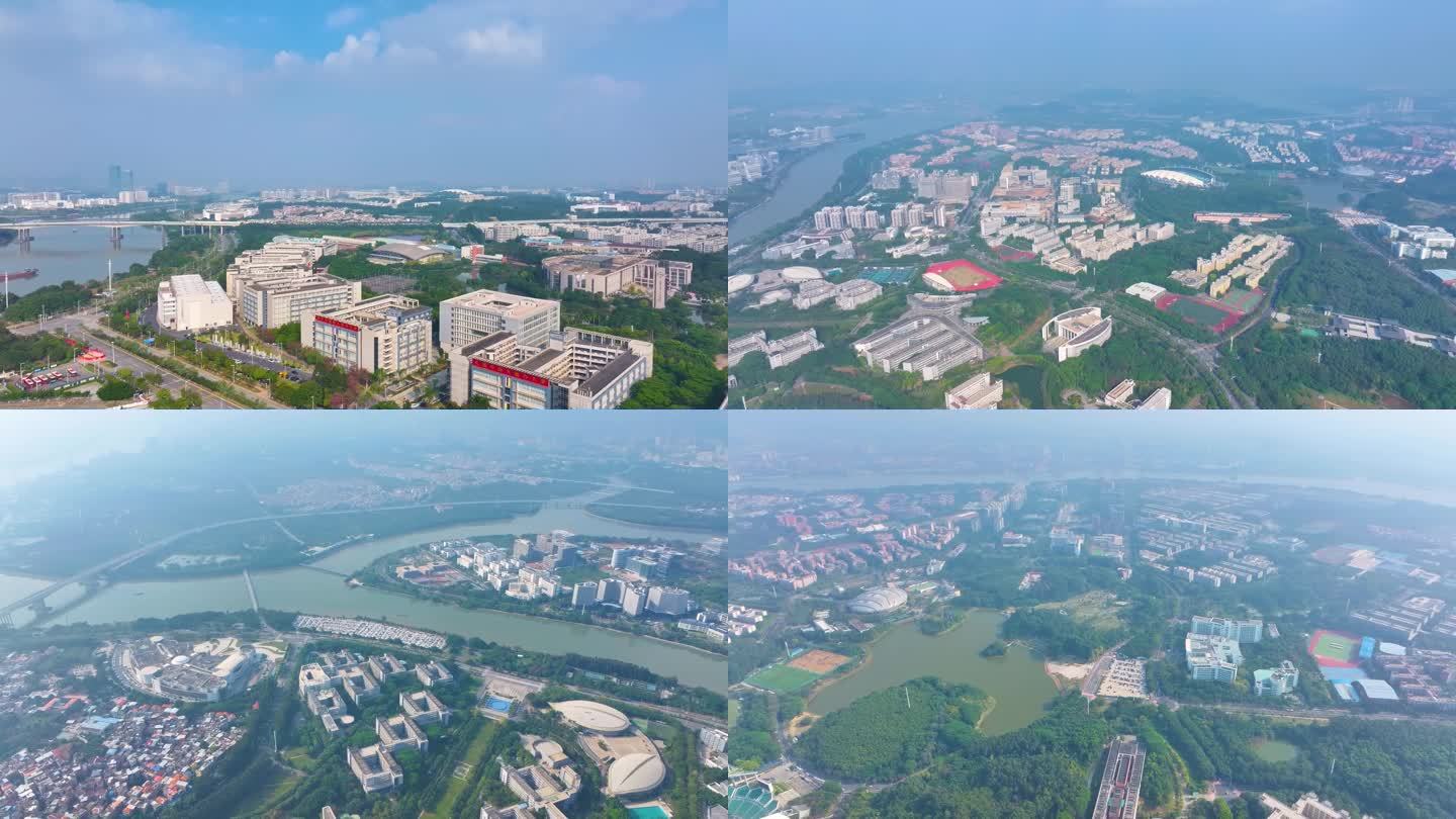 广州大学城航拍广州官洲番禺区广东城市风景