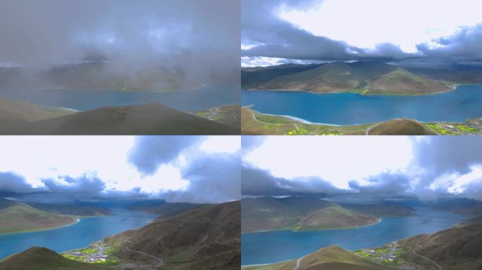 七月西藏羊湖羊卓雍错航拍湖泊航拍