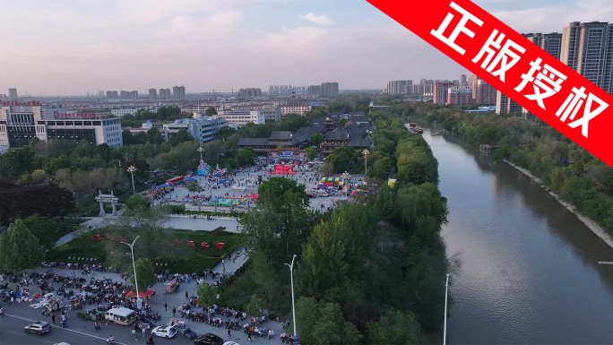 德州古运河航拍 运河古街  旅游打卡地