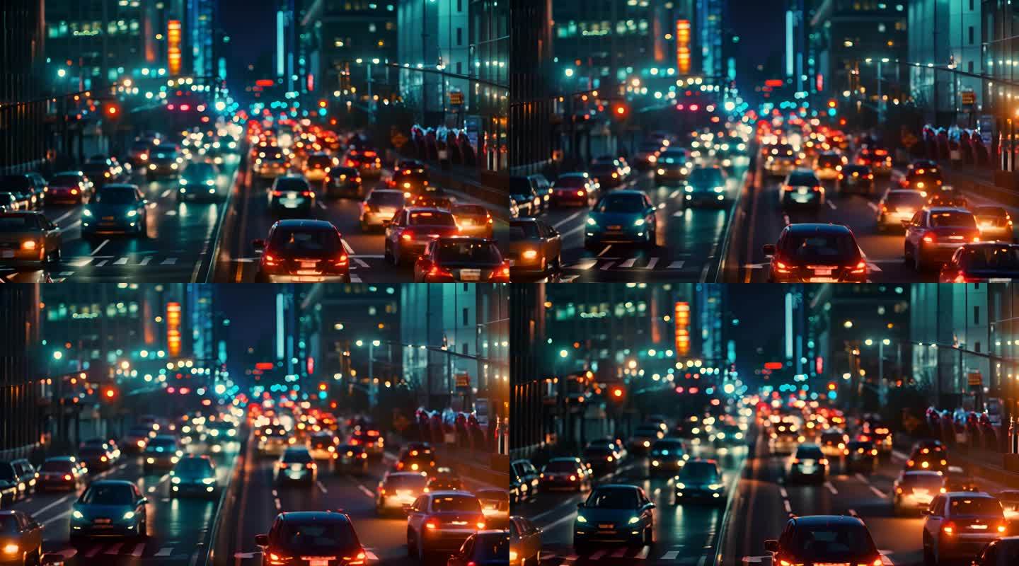 繁华城市夜景车流