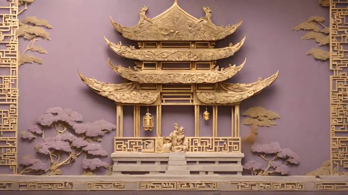 中式建筑浮雕雕塑背景